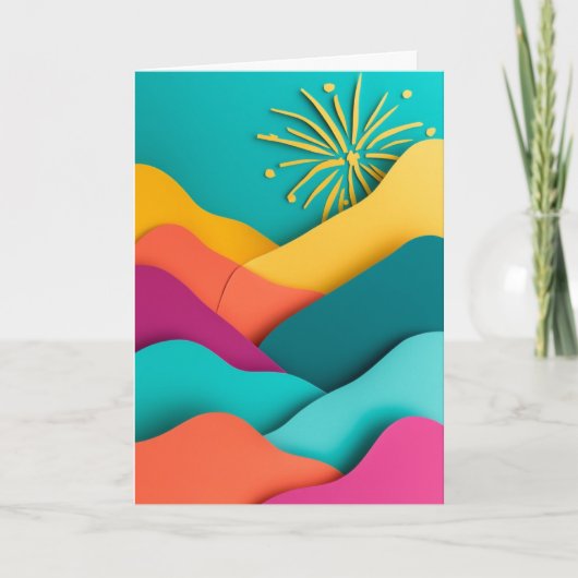 Feuerwerk über Berggipfeln Karte (Vorderseite)