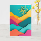 Feuerwerk über Berggipfeln Karte (Gelbe Blume)