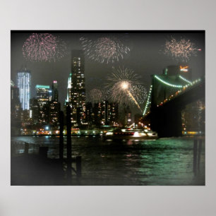 Feuerwerk über New York Skyline Poster