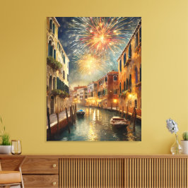 Feuerwerk über Venedig Leinwand-Wandkunst Leinwanddruck