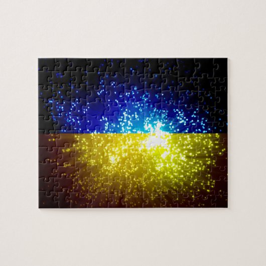 Feuerwerk; ukrainische Flagge Puzzle (Horizontal)
