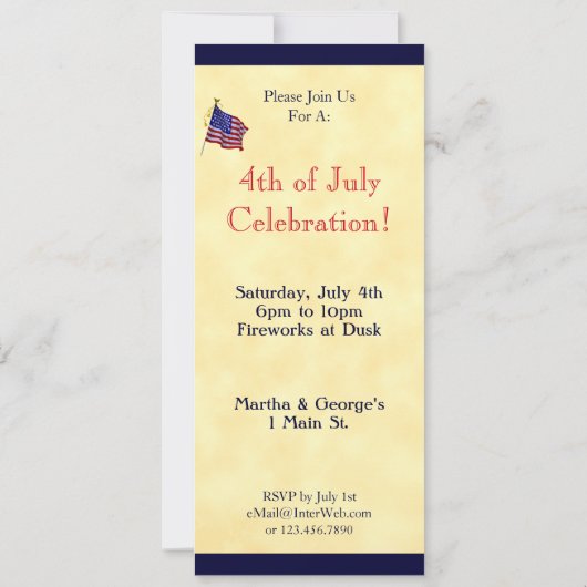 Feuerwerk und Flag 4. Juli individuelle Einladung (Rückseite)