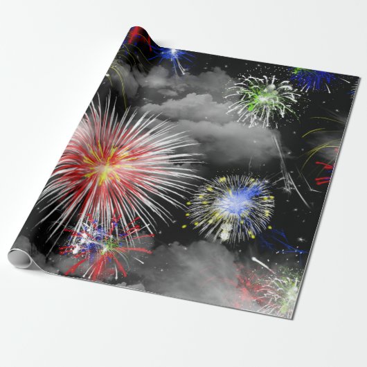 Feuerwerk und Wolkenfeier Geschenkpapier (Ungerollt)