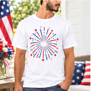 Feuerwerk USA 4. Juli Patriotisches Rot, Weiß T-Shirt