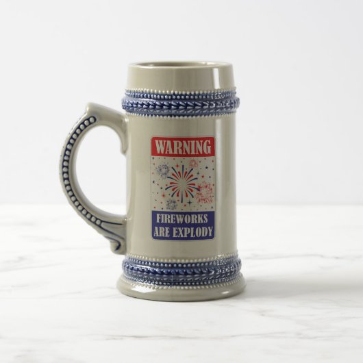 Feuerwerk-Warnschild Bierglas (Links)