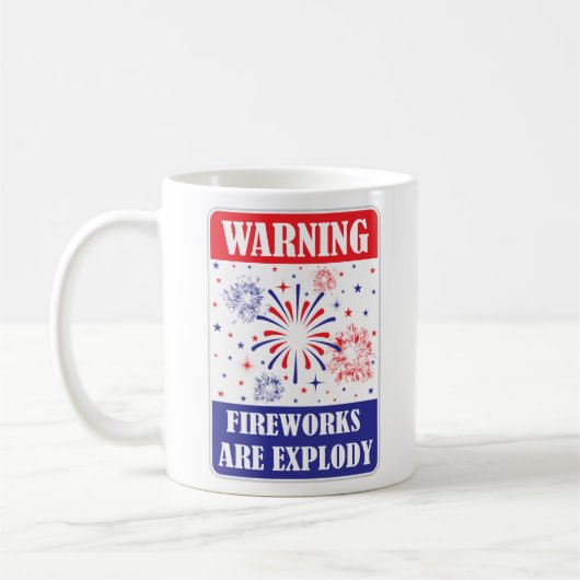 Feuerwerk-Warnschild Kaffeetasse (Links)