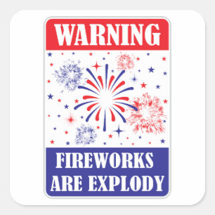 Feuerwerk-Warnschild Quadratischer Aufkleber