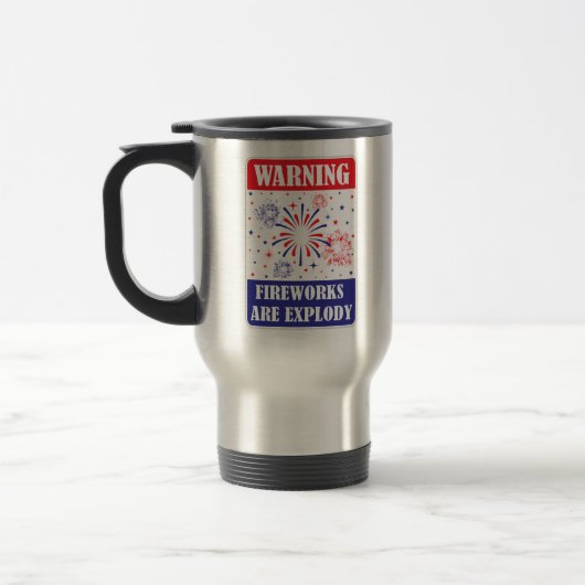 Feuerwerk-Warnschild Reisebecher (Links)