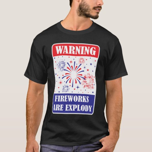 Feuerwerk-Warnschild T-Shirt (Vorderseite)