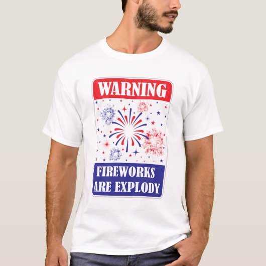 Feuerwerk-Warnschild T-Shirt (Vorderseite)