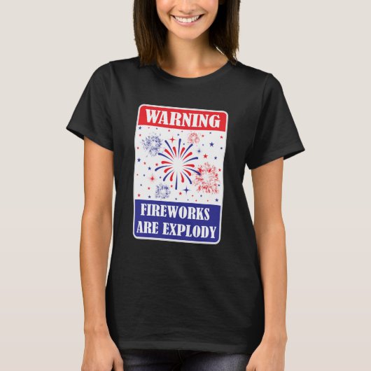 Feuerwerk-Warnschild T-Shirt (Vorderseite)