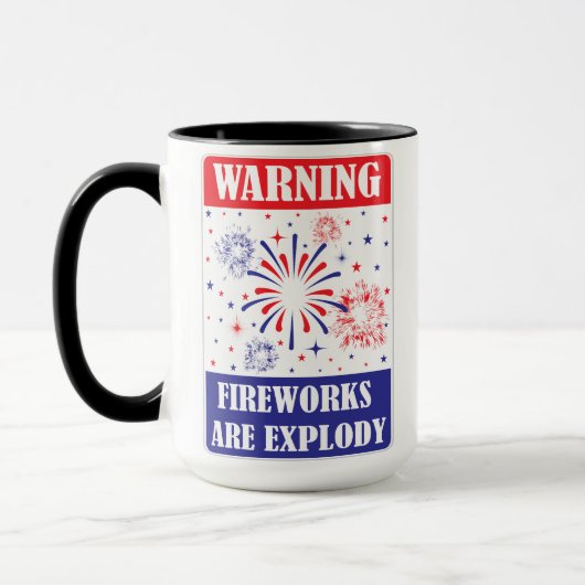 Feuerwerk-Warnschild Tasse (Links)