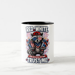 Feuerwerk-Waschbär-4.-Juli-Kaffeetasse Zweifarbige Tasse