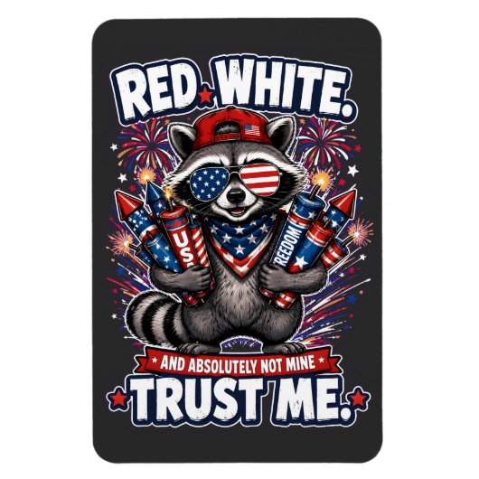 Feuerwerk-Waschbär-4.-Juli-Magnet Magnet (Vertikal)