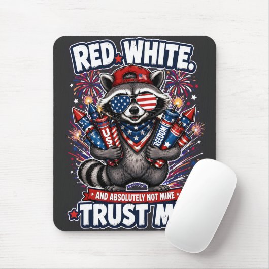 Feuerwerk-Waschbär 4. Juli-Mauspad Mousepad (Mit Mouse)