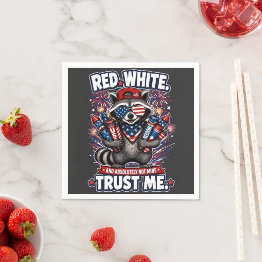 Feuerwerk-Waschbär 4. Juli-Serviette Serviette (Beispiel)