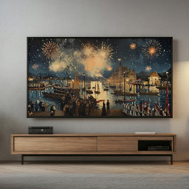 Feuerwerk-Wasserfront-Druck | Samsung Frame TV Kun Poster