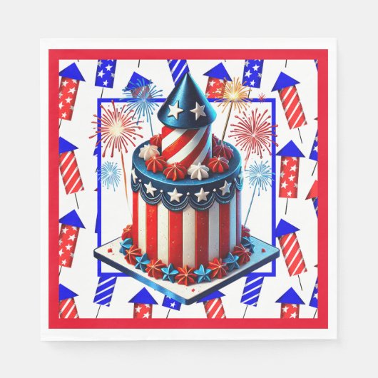 Feuerwerk zum 4. Juli Serviette (Vorderseite)
