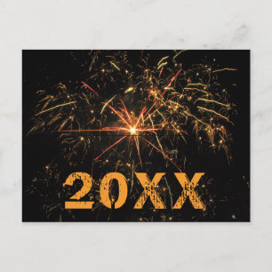 Feuerwerk zum Jahreswechsel 2020 mit Botschaft Feiertagspostkarte