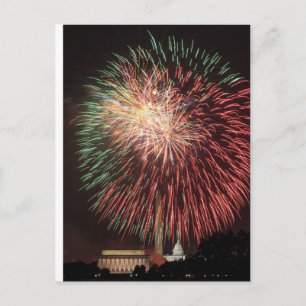 Feuerwerk zum Unabhängigkeitstag über Washington D Postkarte