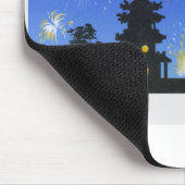 Feuerwerkanzeige und Silhouette der Pagode Mousepad (Ecke)