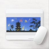 Feuerwerkanzeige und Silhouette der Pagode Mousepad (Mit Mouse)