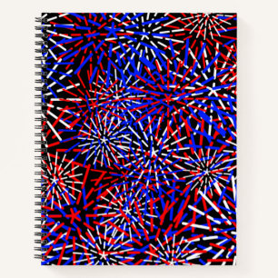 Feuerwerkdesign mit den Farben der amerikanischen Notizblock