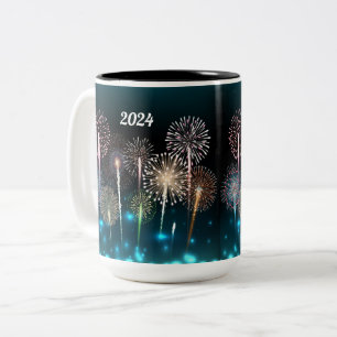 Feuerwerke 2024 - Frohes neues Jahr Zweifarbige Tasse