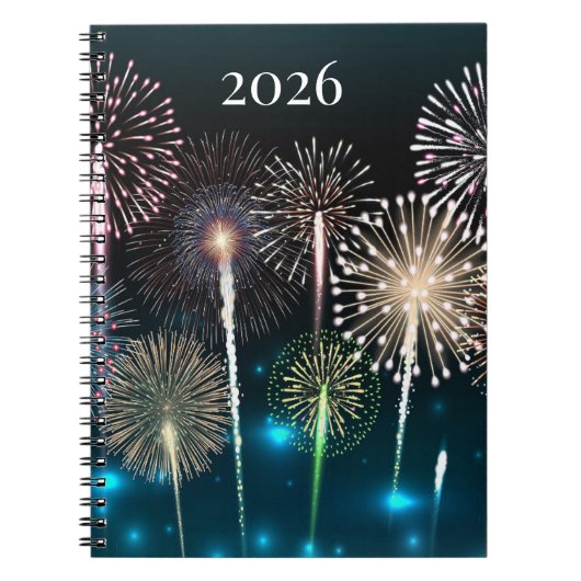 Feuerwerke 2026, Glücklicher Neujahrsgeist Notizblock (Vorderseite)