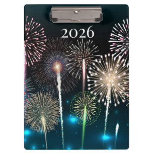 Feuerwerke 2026, gutes neues Jahr Klemmbrett