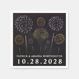 Feuerwerke als Schwarz Gold Silver Hochzeit Napkin Serviette