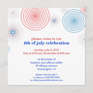 Feuerwerke auf dem vierten Party Einladung