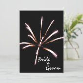 Feuerwerke auf der Schwarzen Sommerhochzeit Einladung (Stehend Vorderseite)