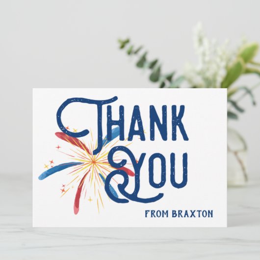 Feuerwerke danken Ihnen zu kardieren Dankeskarte (Stehend Vorderseite)