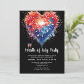 Feuerwerke des Herzens 4. Juli Einladungen (Stehend Vorderseite)