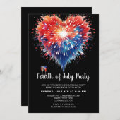 Feuerwerke des Herzens 4. Juli Einladungen (Vorne/Hinten)