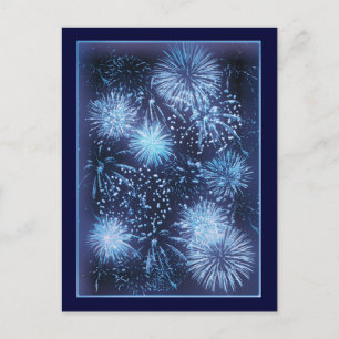 Feuerwerke explodieren blauer Himmel Postkarte