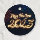 Feuerwerke funkeln glücklich Neues Jahr 2025 Geschenkanhänger (Rückseite)