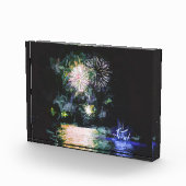 Feuerwerke glücklich Neues Jahr feiern Wasserfarbe Fotoblock (Rechts)