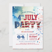 Feuerwerke I Elegantes Amerikanische Unabhängigkei Einladung (Vorderseite)