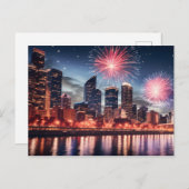 Feuerwerke in der Nachtstadt Postkarte (Vorne/Hinten)