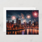 Feuerwerke in der Nachtstadt Postkarte (Vorne/Hinten)