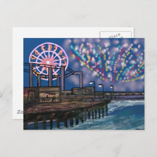 Feuerwerke in der Sky Postcard Postkarte (Vorne/Hinten)