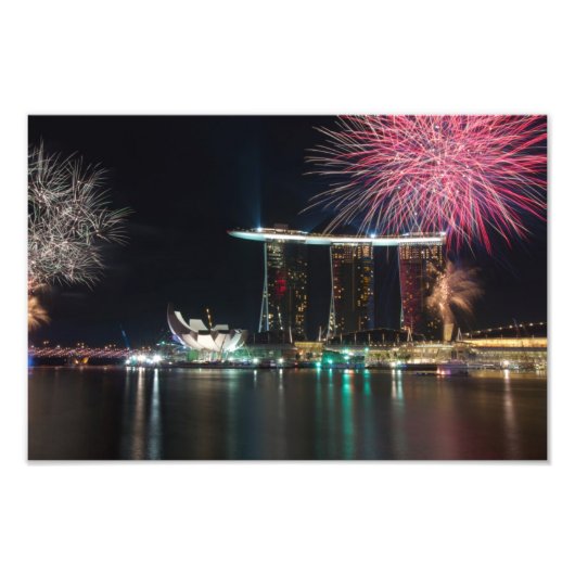 Feuerwerke in Marina Bay Fotodruck (Vorne)