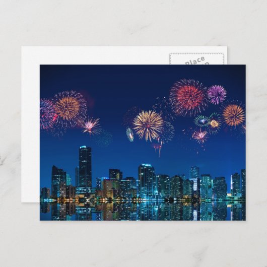 Feuerwerke in Miami - Postkarte (Vorne/Hinten)