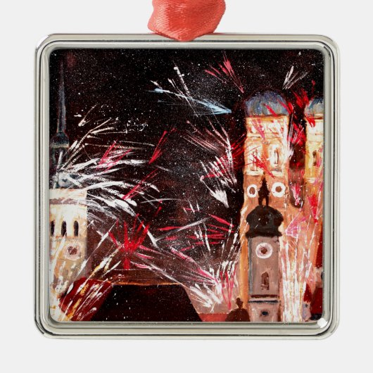 Feuerwerke in München Silbernes Ornament (Vorne)