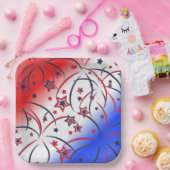 Feuerwerke in Red White Blue Pappteller (Party)