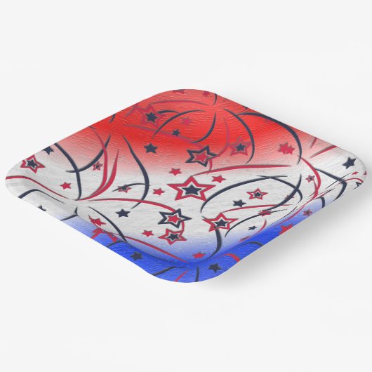 Feuerwerke in Red White Blue Pappteller (Gewinkelt)