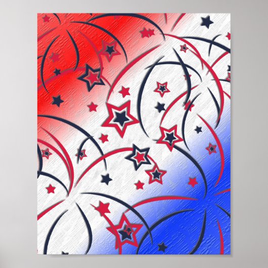Feuerwerke in Red White Blue Poster (Vorne)