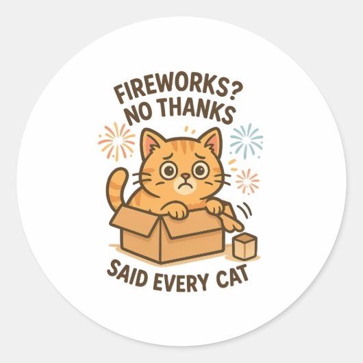 Feuerwerke? Nein danke, Funny Scaredy Cat Sticker (Vorderseite)